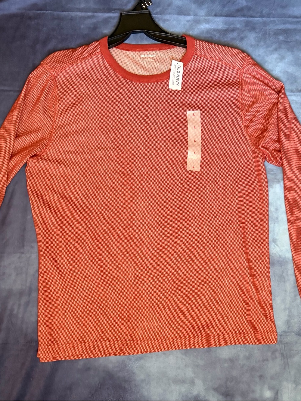 Old Navy Rust Red Textured Crewneck Long Sleeve Tee